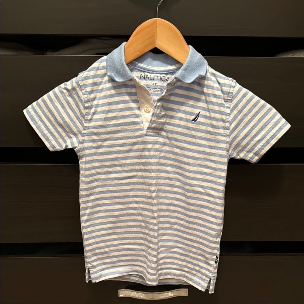 Nautica Kids Light Blue Striped Polo Shirt